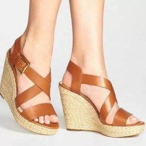 Michael Kors tan wedge espedrilles sandals shoes size US 5